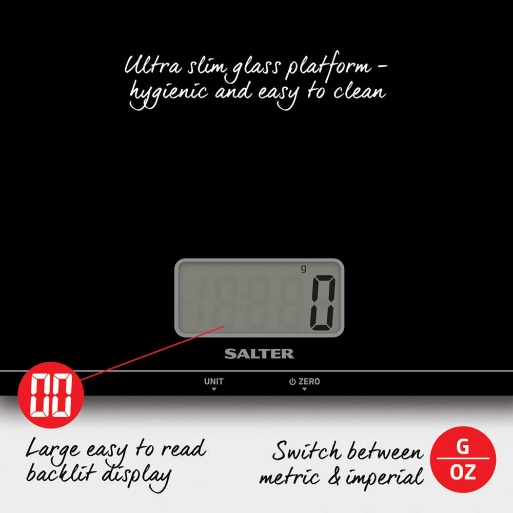 salter Large Platform Digital Kitchen Scale - Black