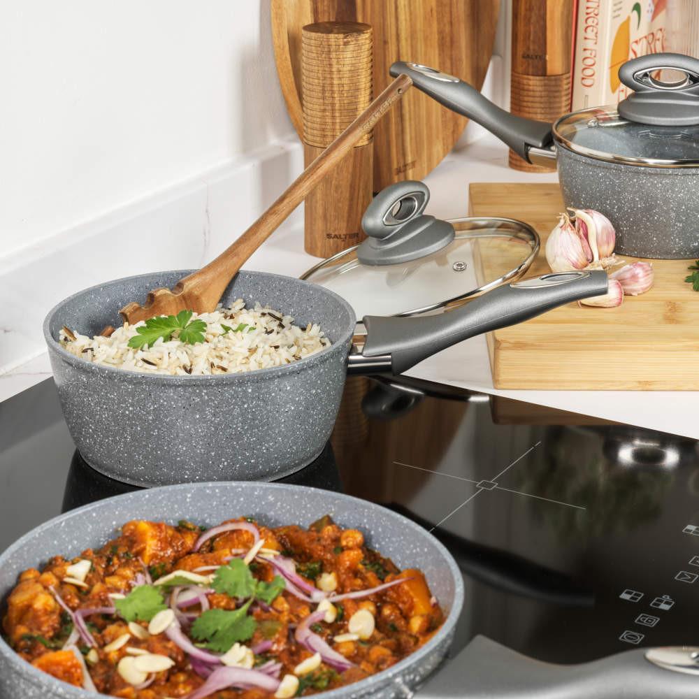 Salter Marblestone 3-Piece Saucepan Set - PFOA- Free