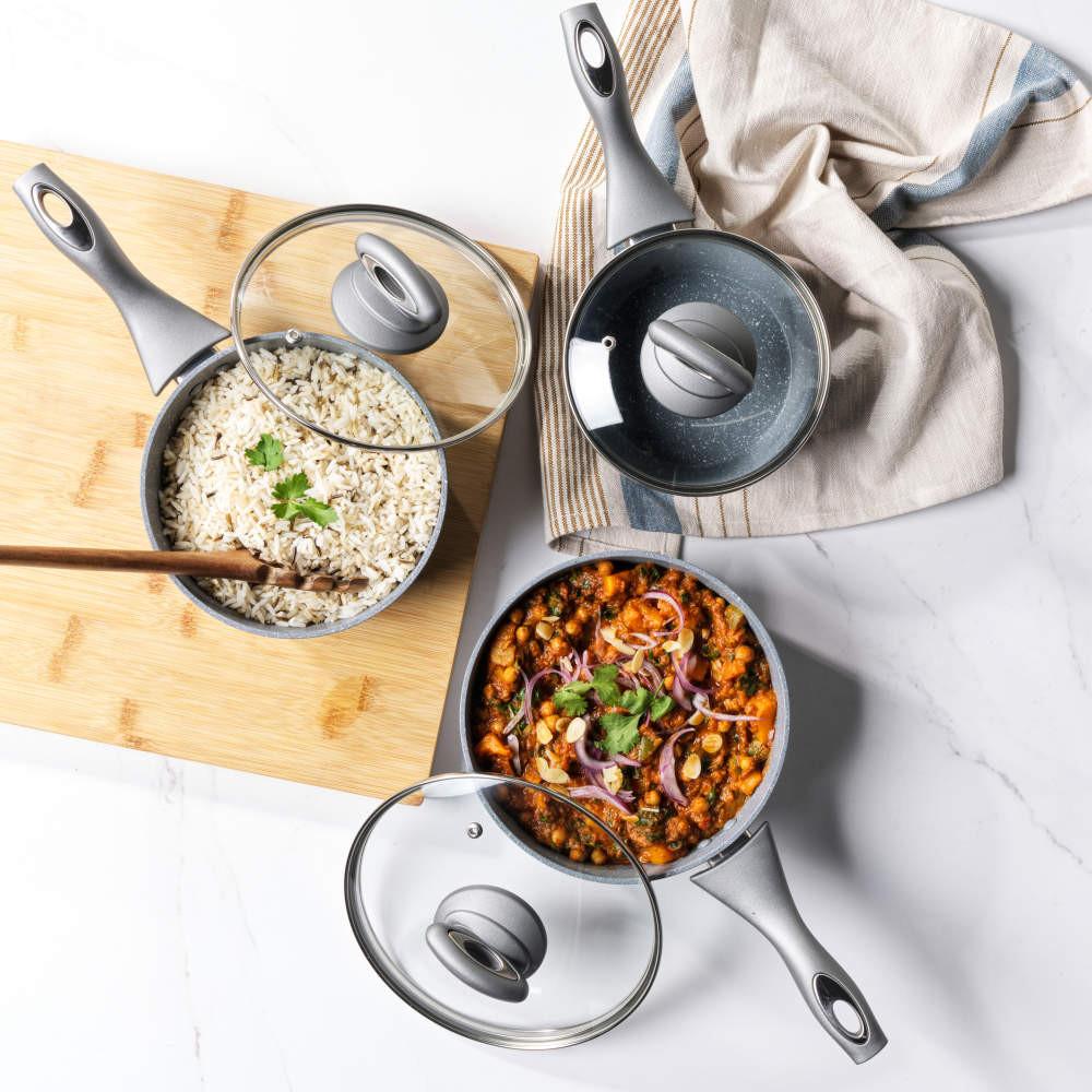 Salter Marblestone 3-Piece Saucepan Set - PFOA- Free