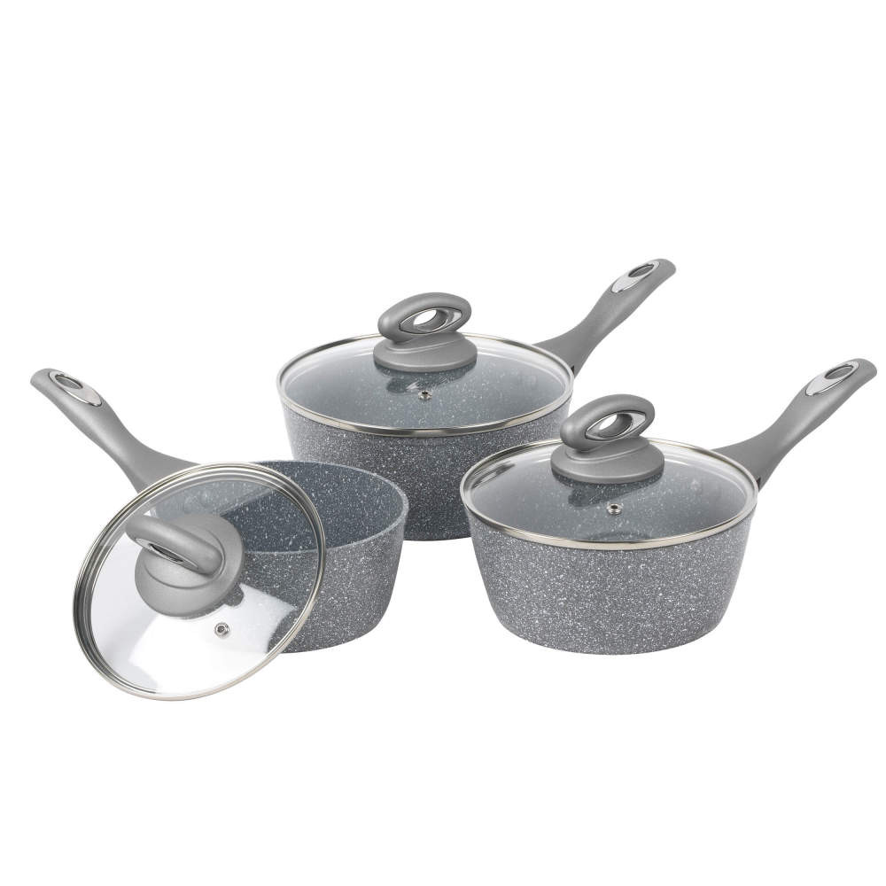 salter Marblestone 3-Piece Saucepan Set - PFOA- Free