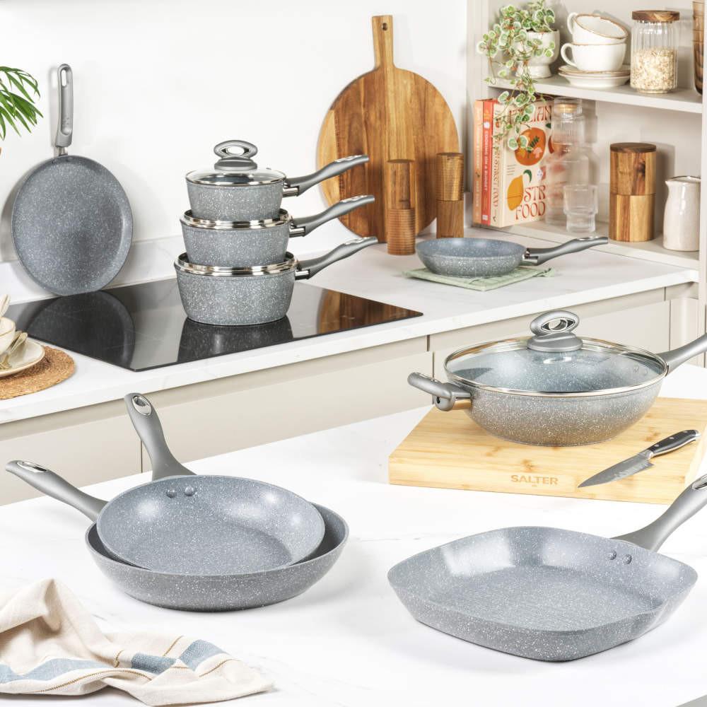 Salter Marblestone 4-Piece Frying Pan & Saucepan Set