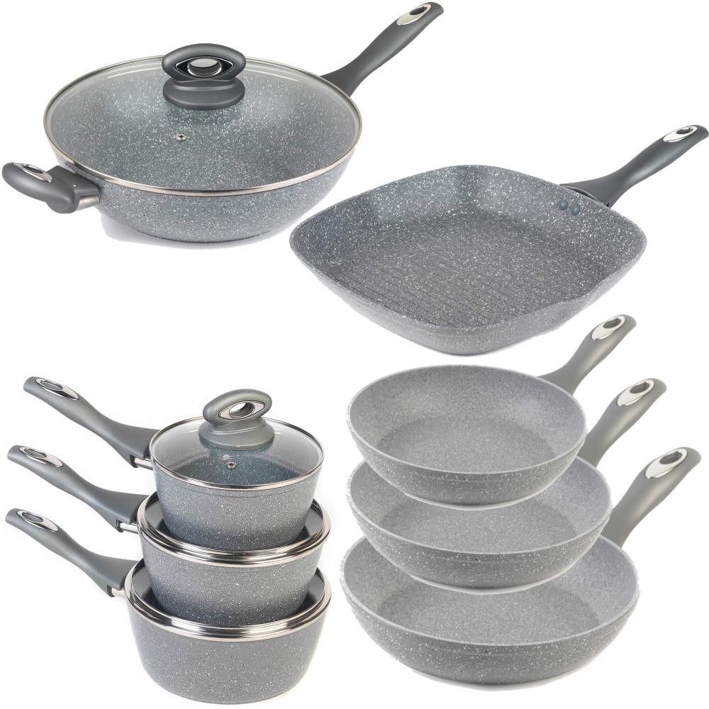 salter Marblestone 8 Piece Pan Set – Aluminium