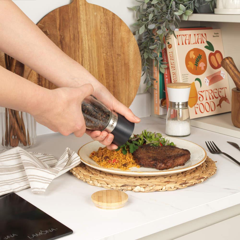 Salter Monochrome Glass Mill Set – Pre-Filled