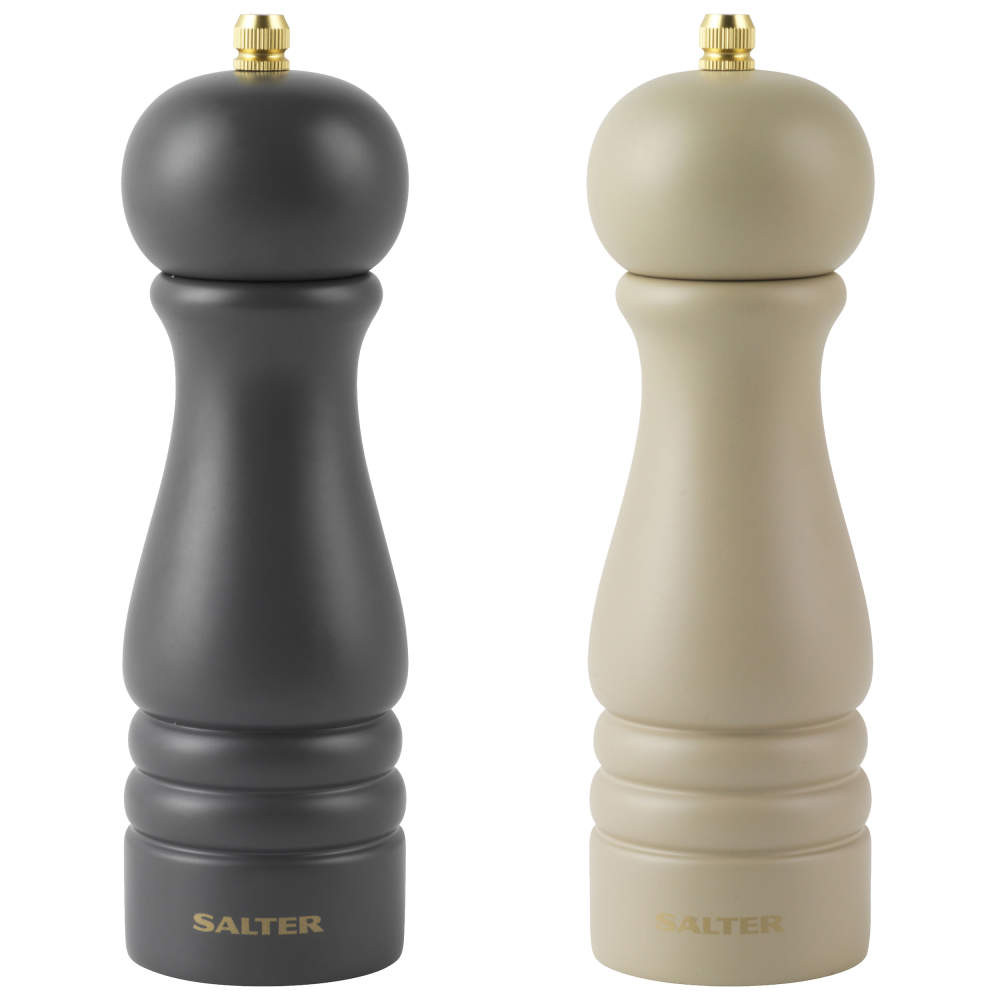 salter Olea Salt & Pepper Mill Set - Beige/Charcoal