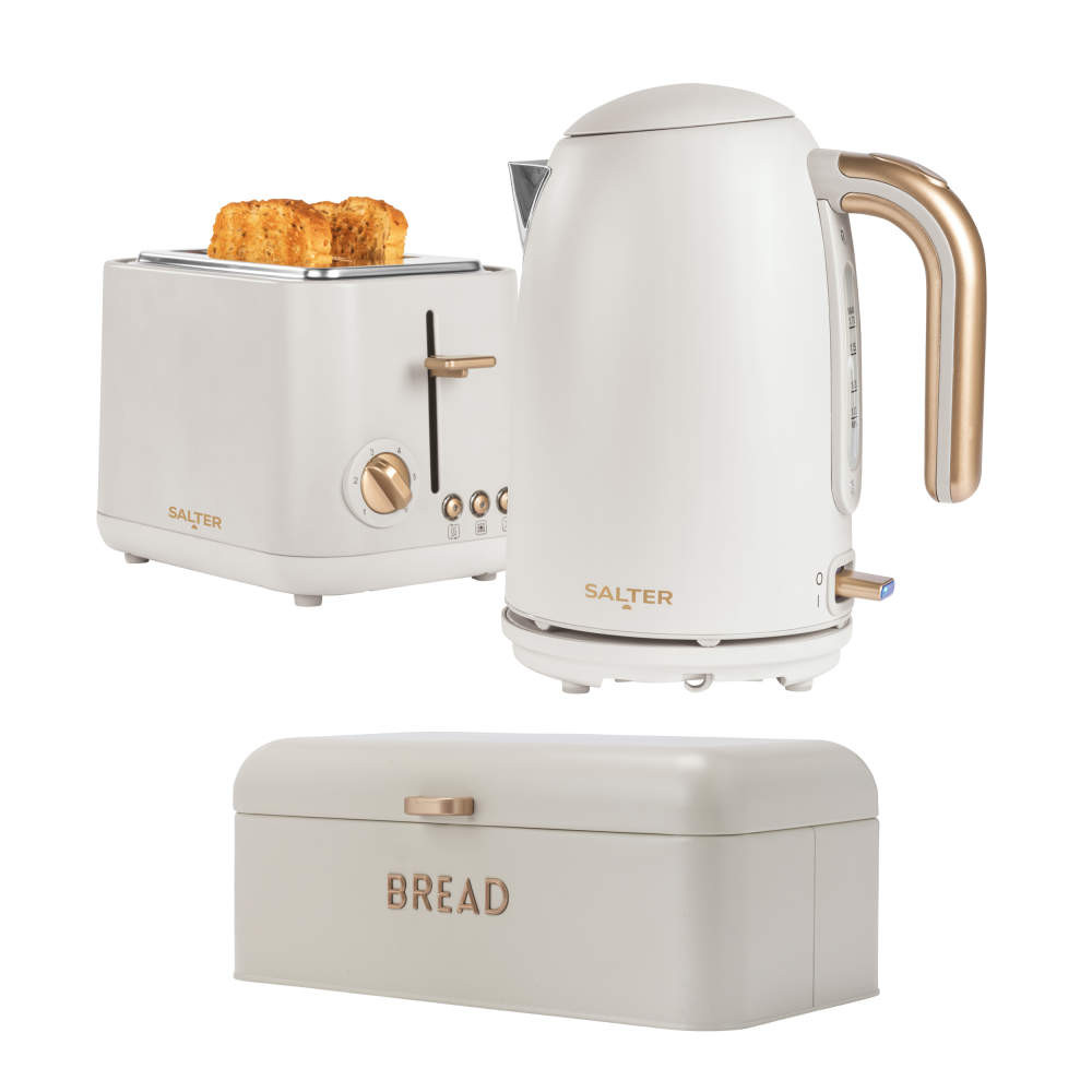 salter Pebble Kettle Toaster & Bread Bin - Stone