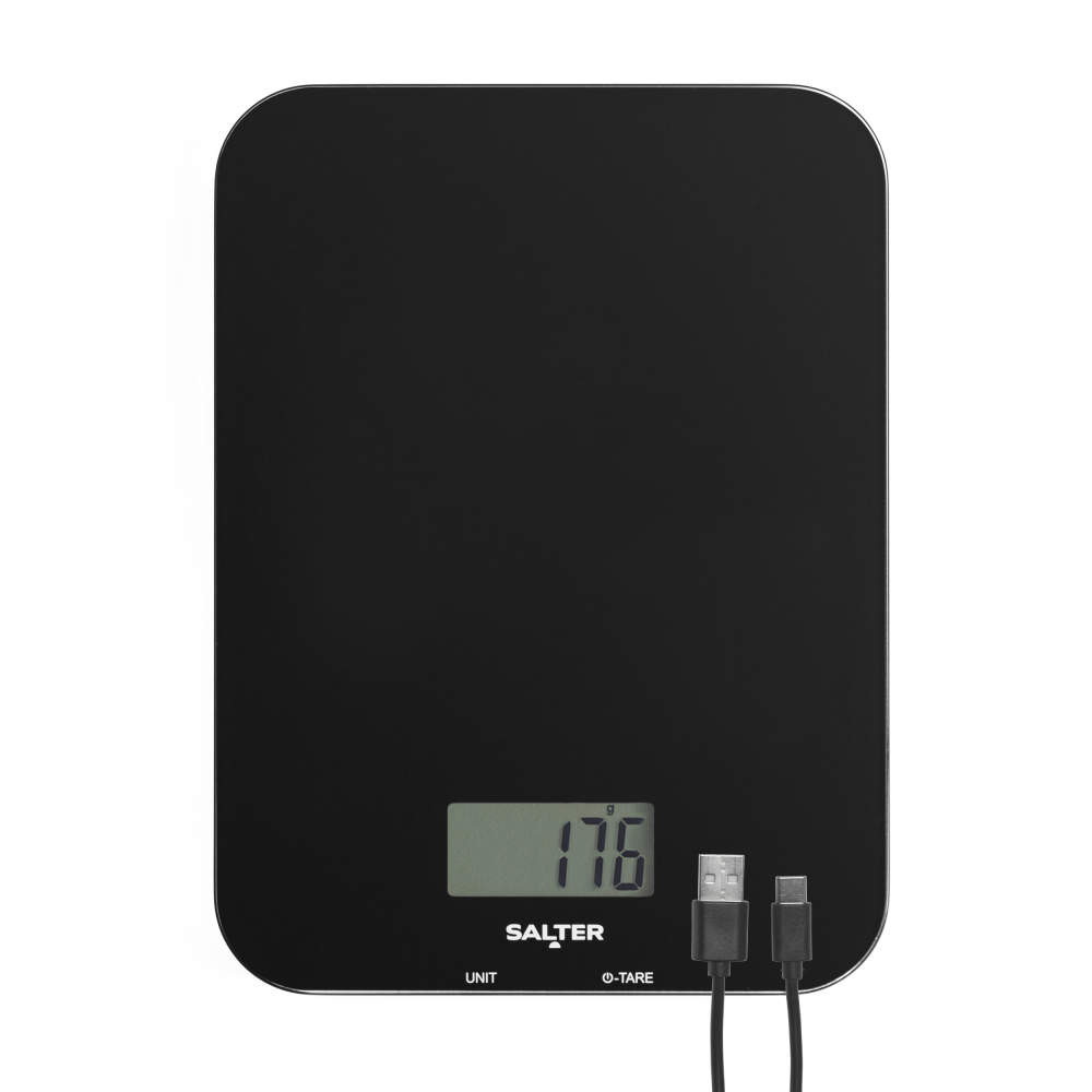 salter Rechargeable Digital Kitchen Scale – Black