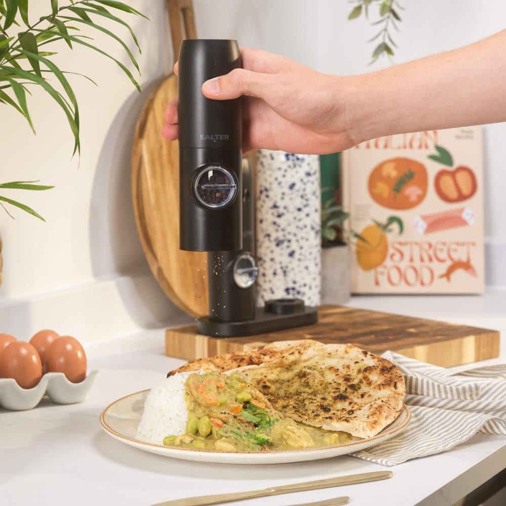 Salter Rechargeable Salt & Pepper Mill Set - With Base