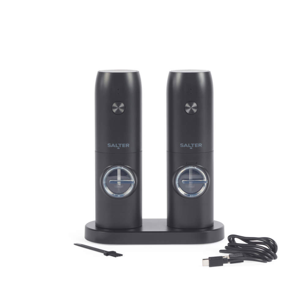 salter Rechargeable Salt & Pepper Mill Set - With Base