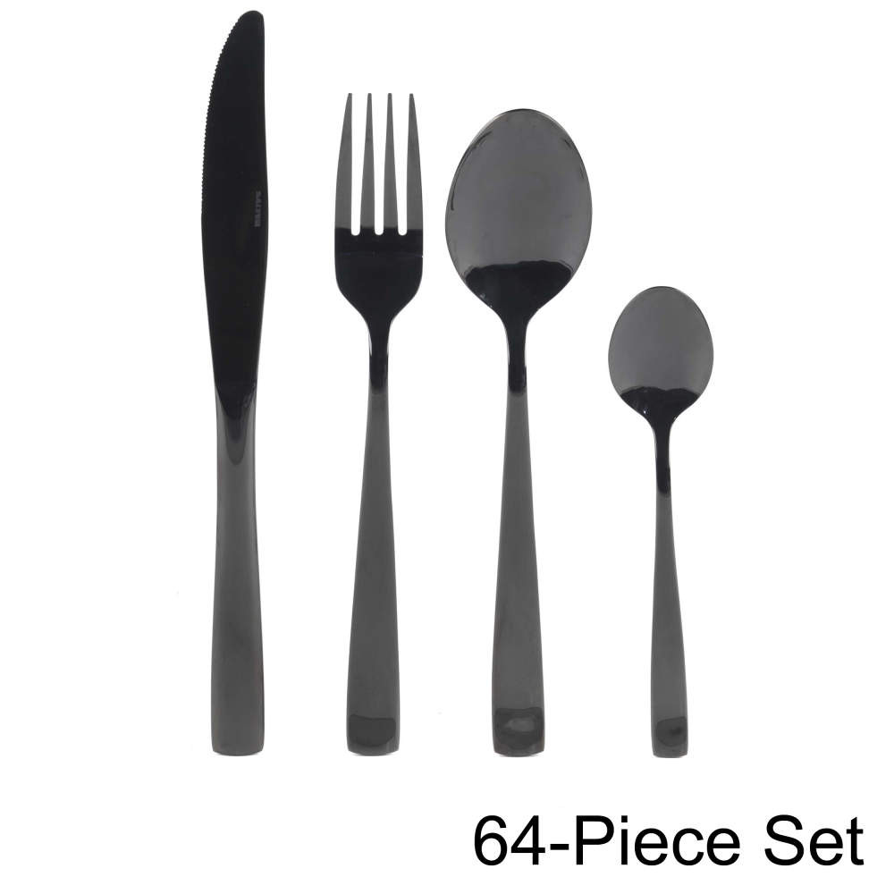 salter Regal 64-Piece Cutlery Set - Black