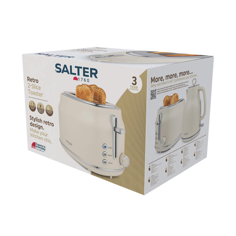 Salter Retro 2-Slice Toaster - Cream
