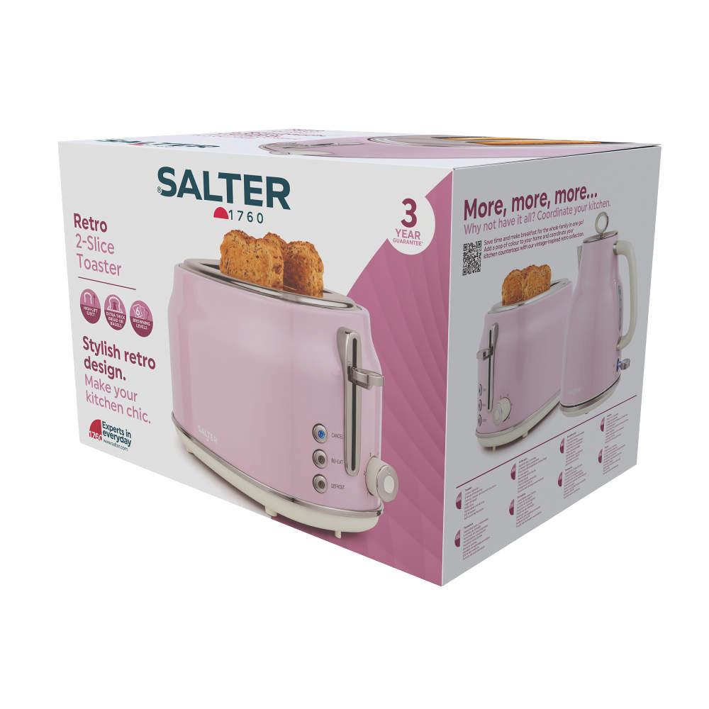 Salter Retro 2-Slice Toaster - Pink