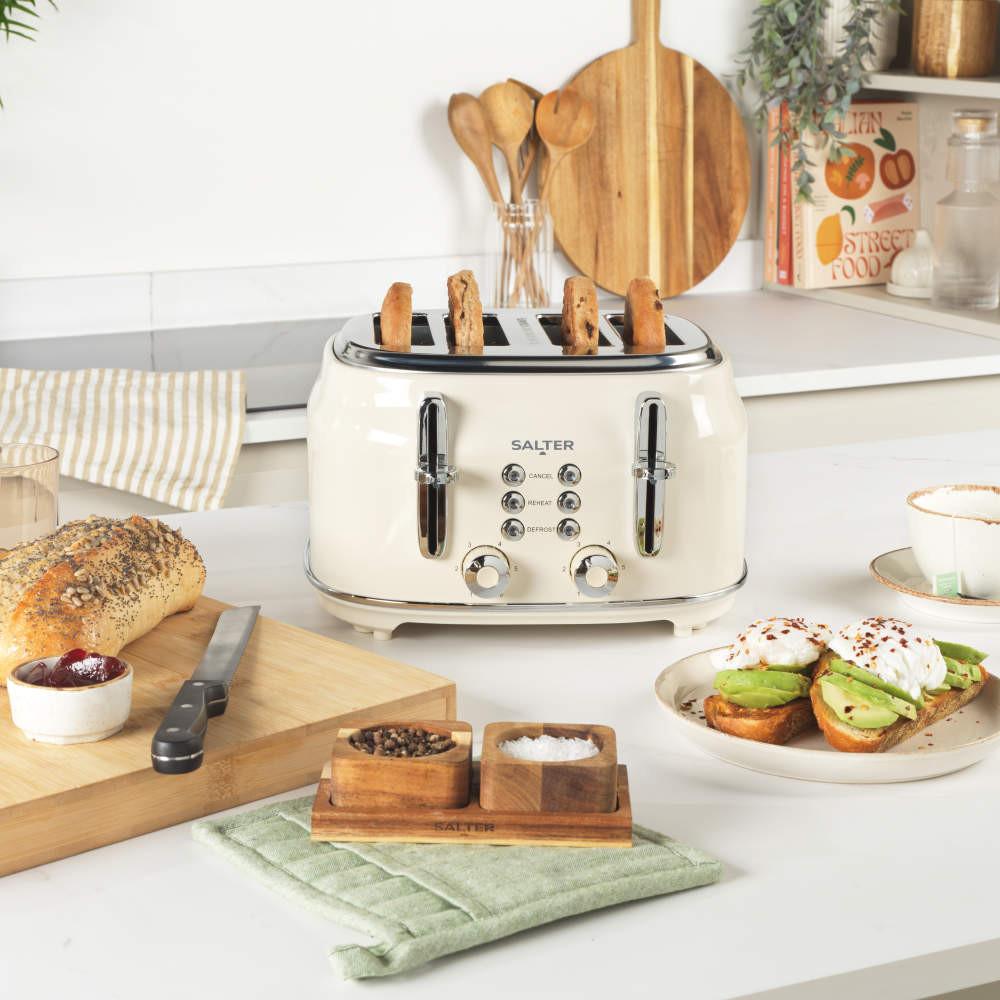 Salter Retro 4-Slice Toaster - Cream
