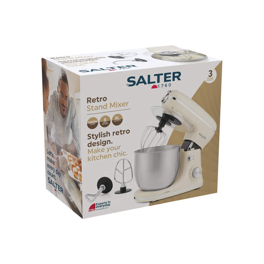 Salter Retro 5L Stand Mixer - Cream