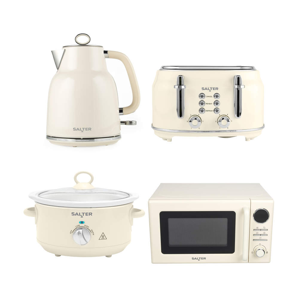 salter Retro Cream Kitchen Set - 3.5L Slow Cooker