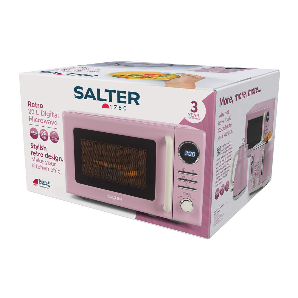 Salter Retro Digital Pink Microwave – 20L