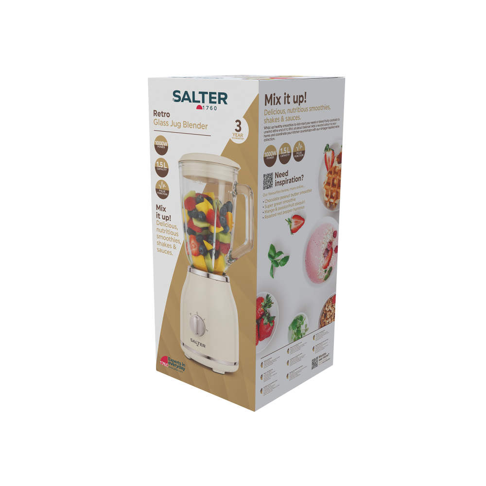 Salter Retro Glass Jug Blender - Cream