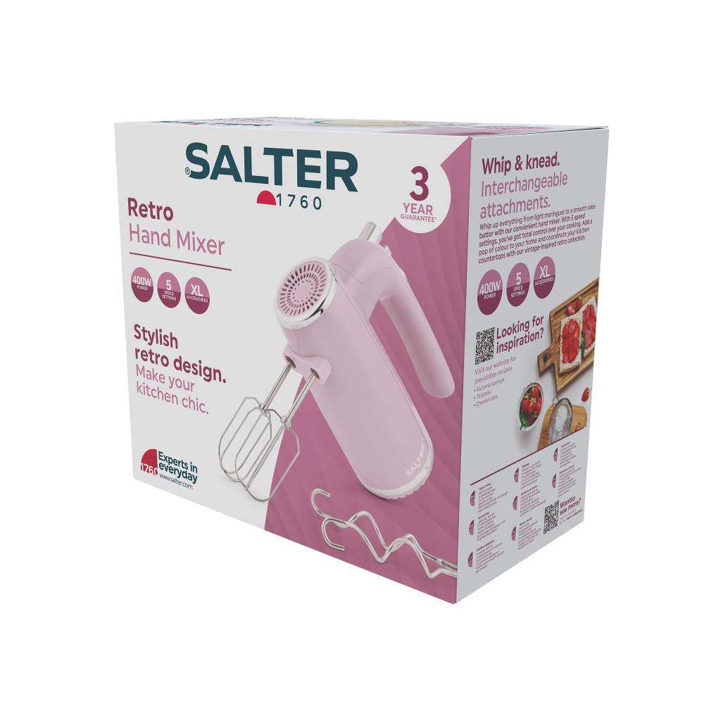 Salter Retro Hand Mixer – Pink