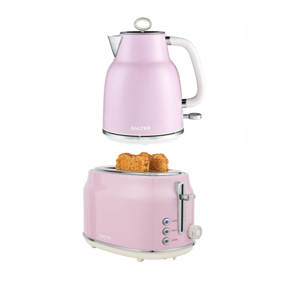 salter Retro Kettle & 2-Slice Toaster Set – Pink
