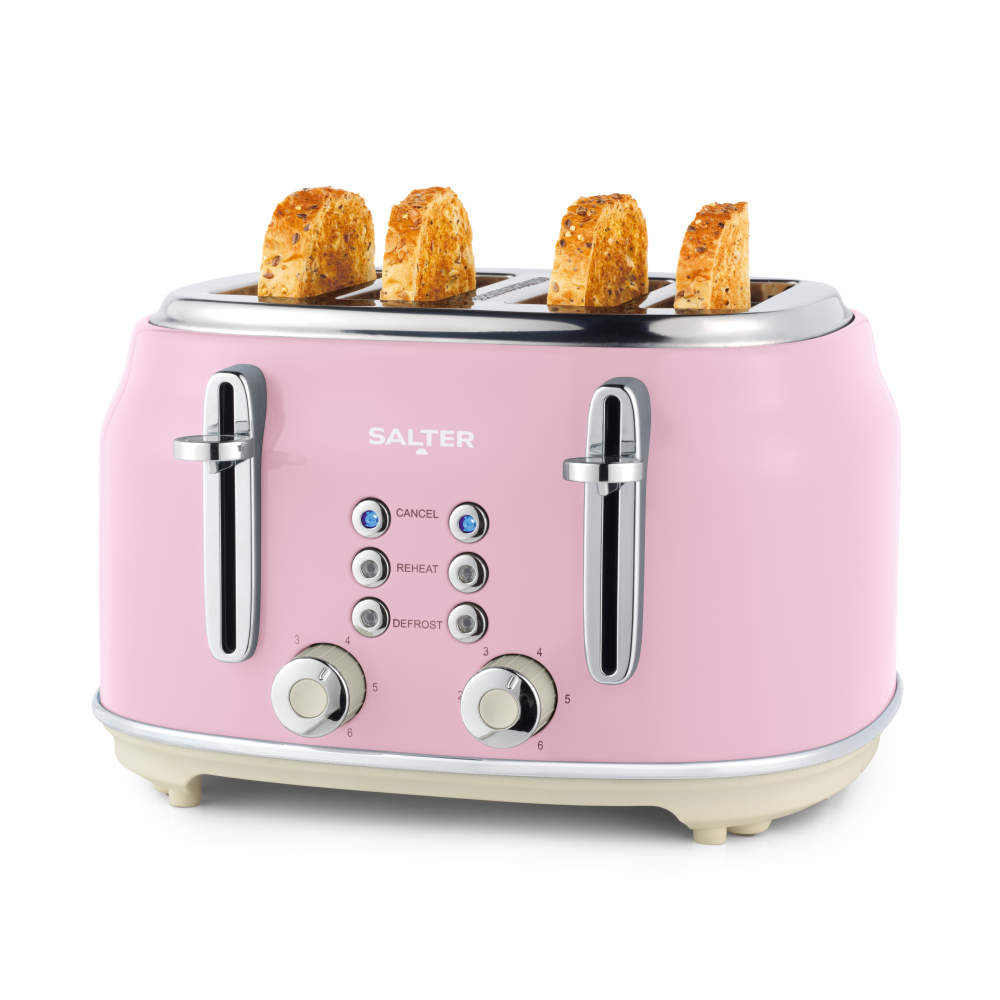 Salter Retro Kettle & 4-Slice Toaster Set - Pink