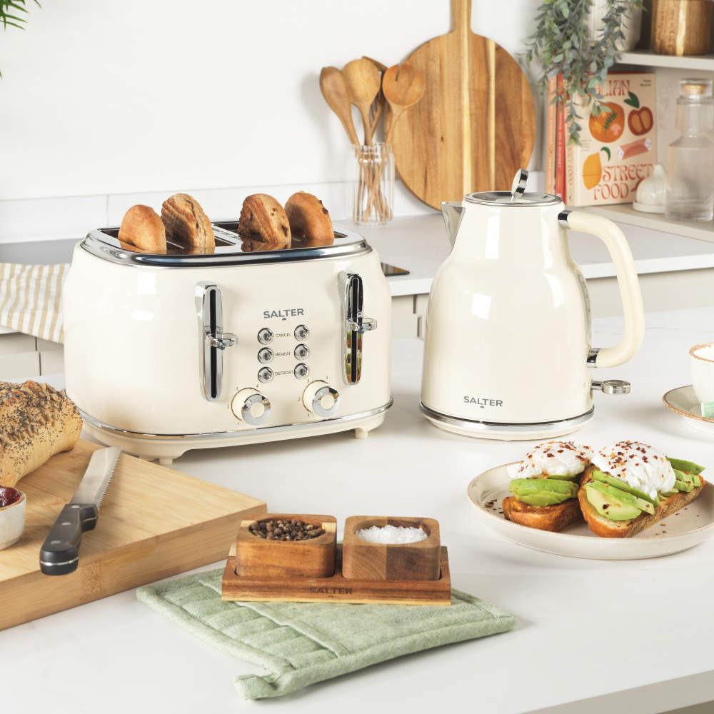 Salter Retro Kettle & Toaster Set – Cream
