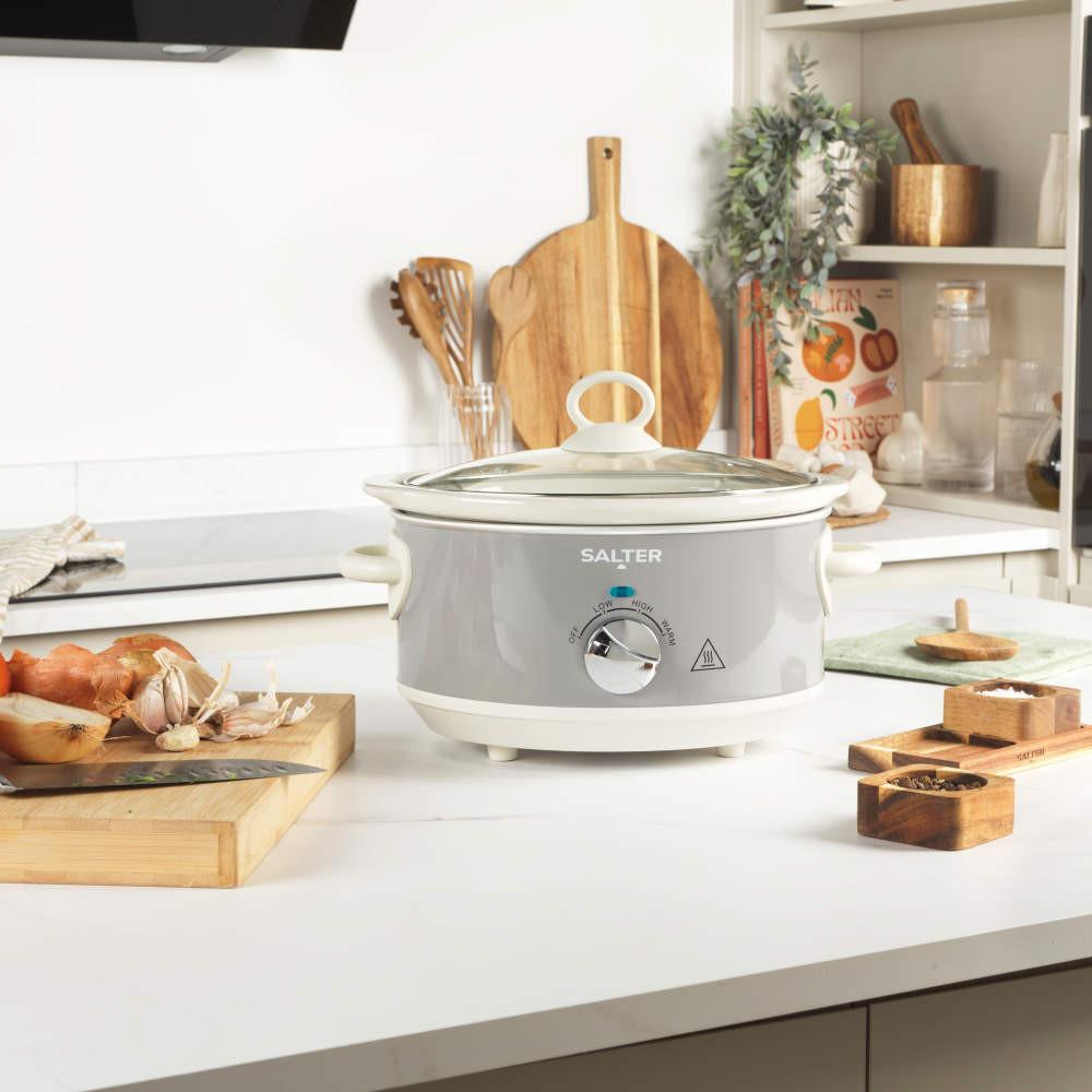 Salter Retro Kettle Toaster & Slow Cooker Set – Grey