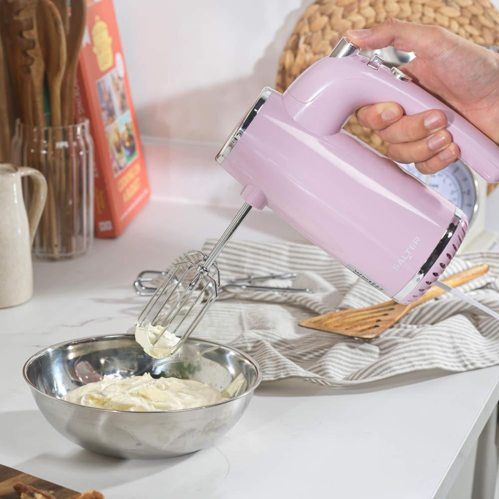 Salter Retro Pink Hand Mixer & Mechanical Scale Set