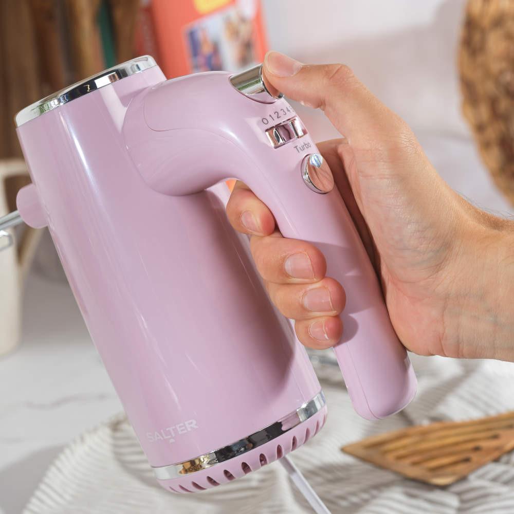 Salter Retro Pink Hand Mixer & Mechanical Scale Set
