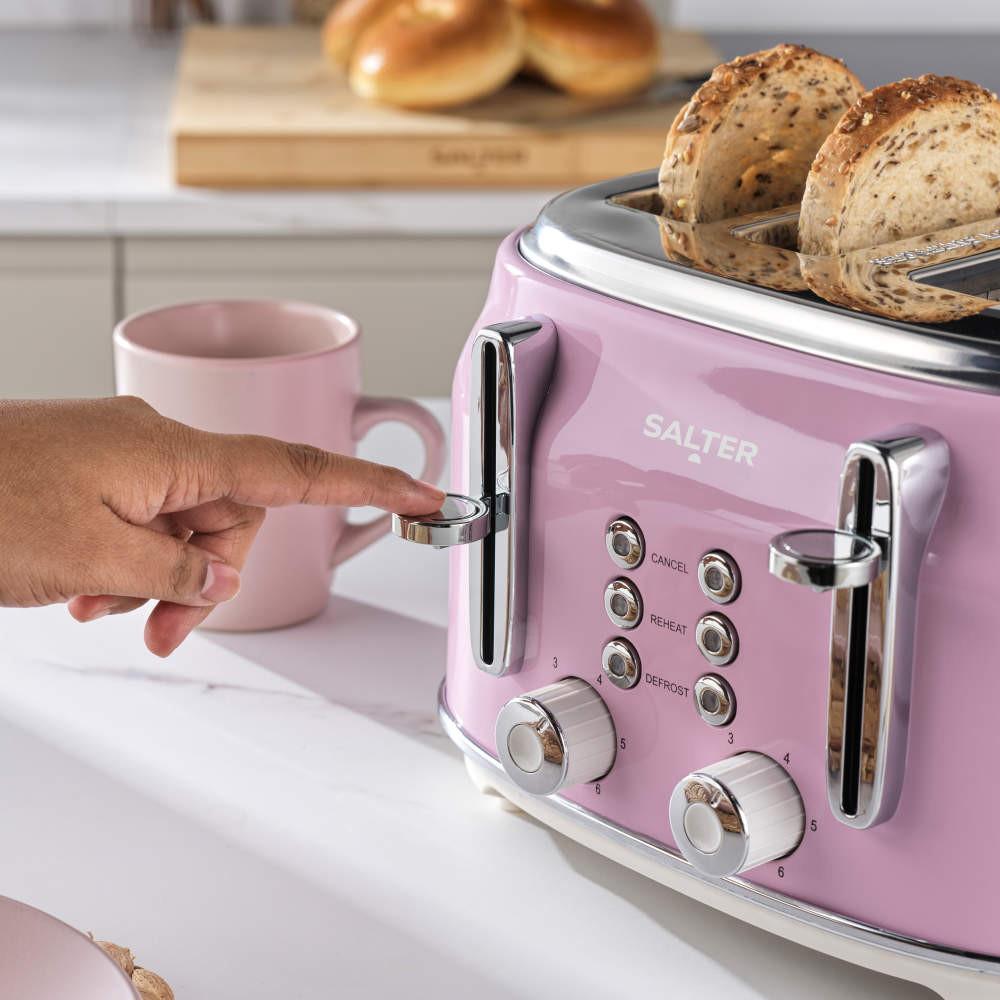 Salter Retro Pink Kitchen & Microwave Set