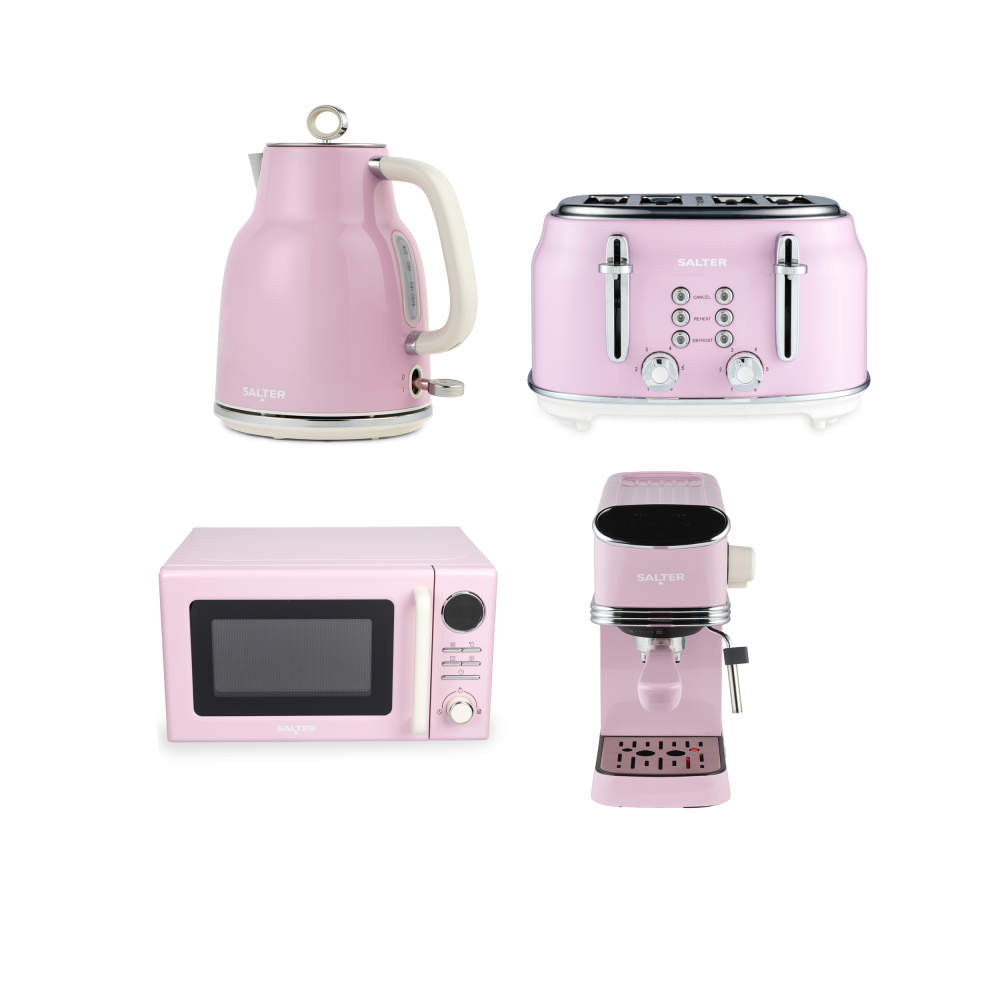 salter Retro Pink Kitchen & Microwave Set