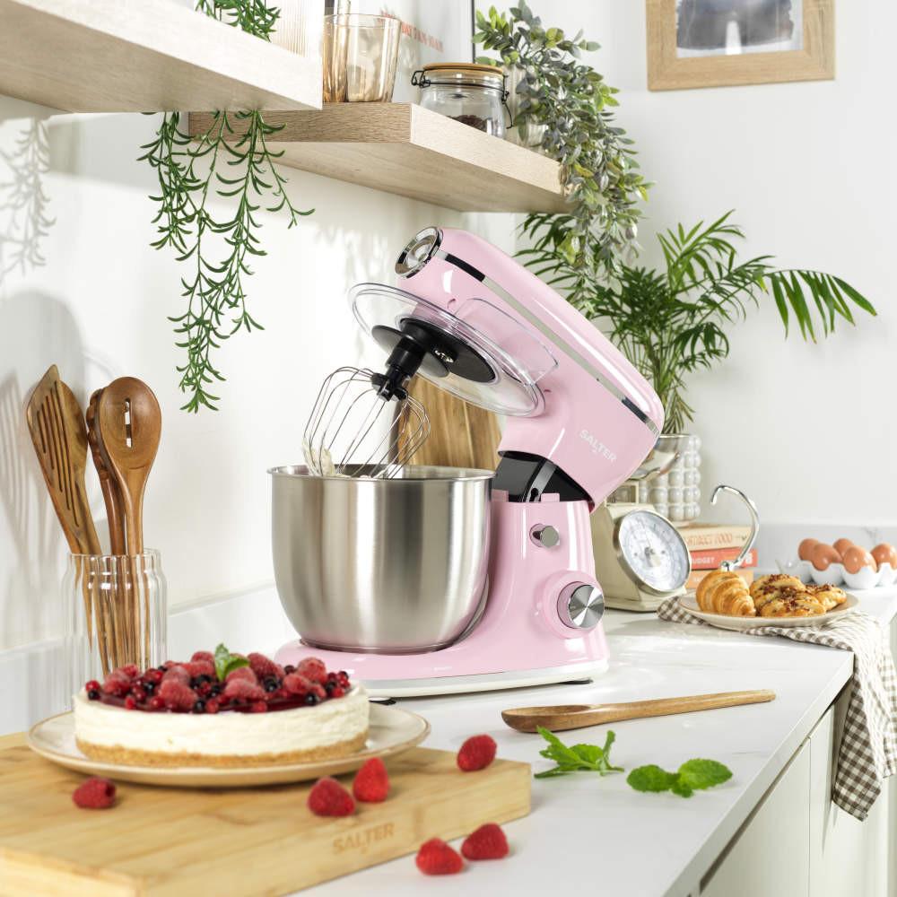 Salter Retro Stand Mixer & Mechanical Scale Set - Pink