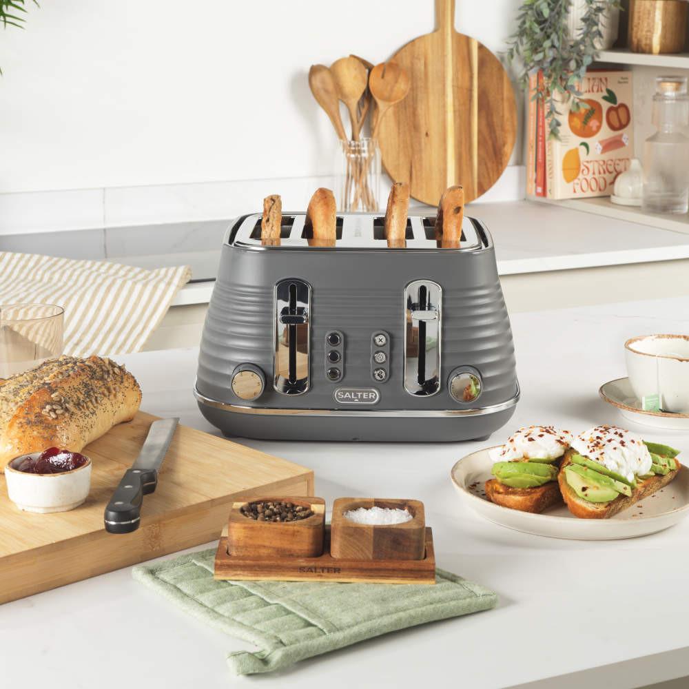 Salter Ripple 4-Slice Toaster - Grey