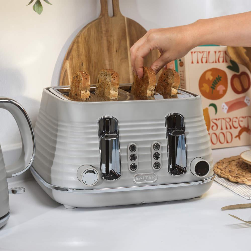 Salter Ripple Kettle & 4-Slice Toaster - Taupe