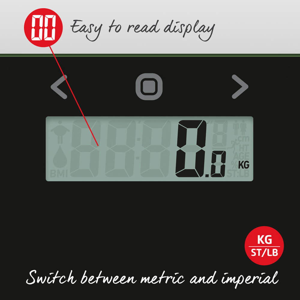 Salter Slim Glass Analyser Bathroom Scale - Black