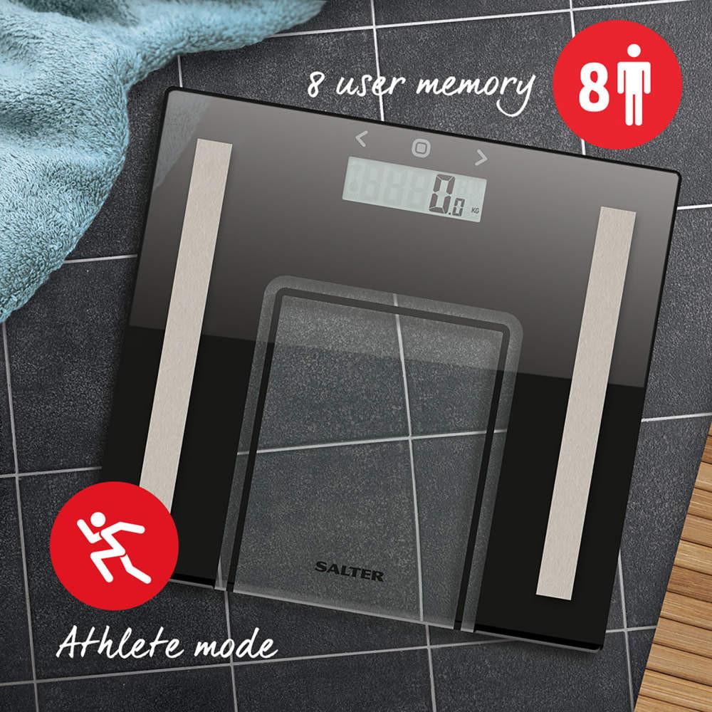 Salter Slim Glass Analyser Bathroom Scale - Black