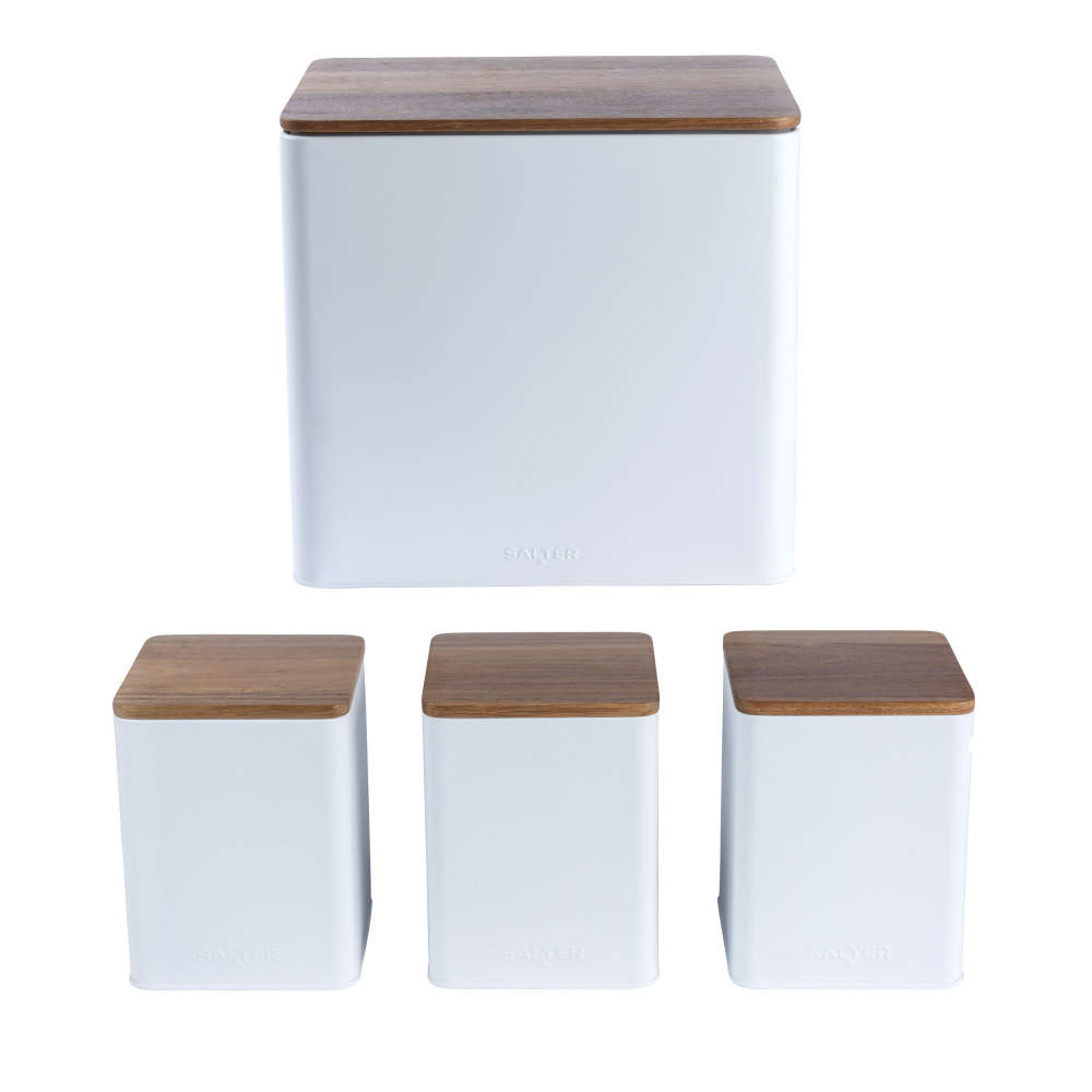 salter Toronto 4-Piece Countertop Set – White/Wooden