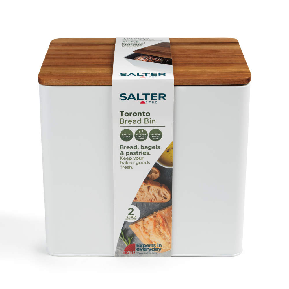 Salter Toronto Bread Bin – White/Wooden