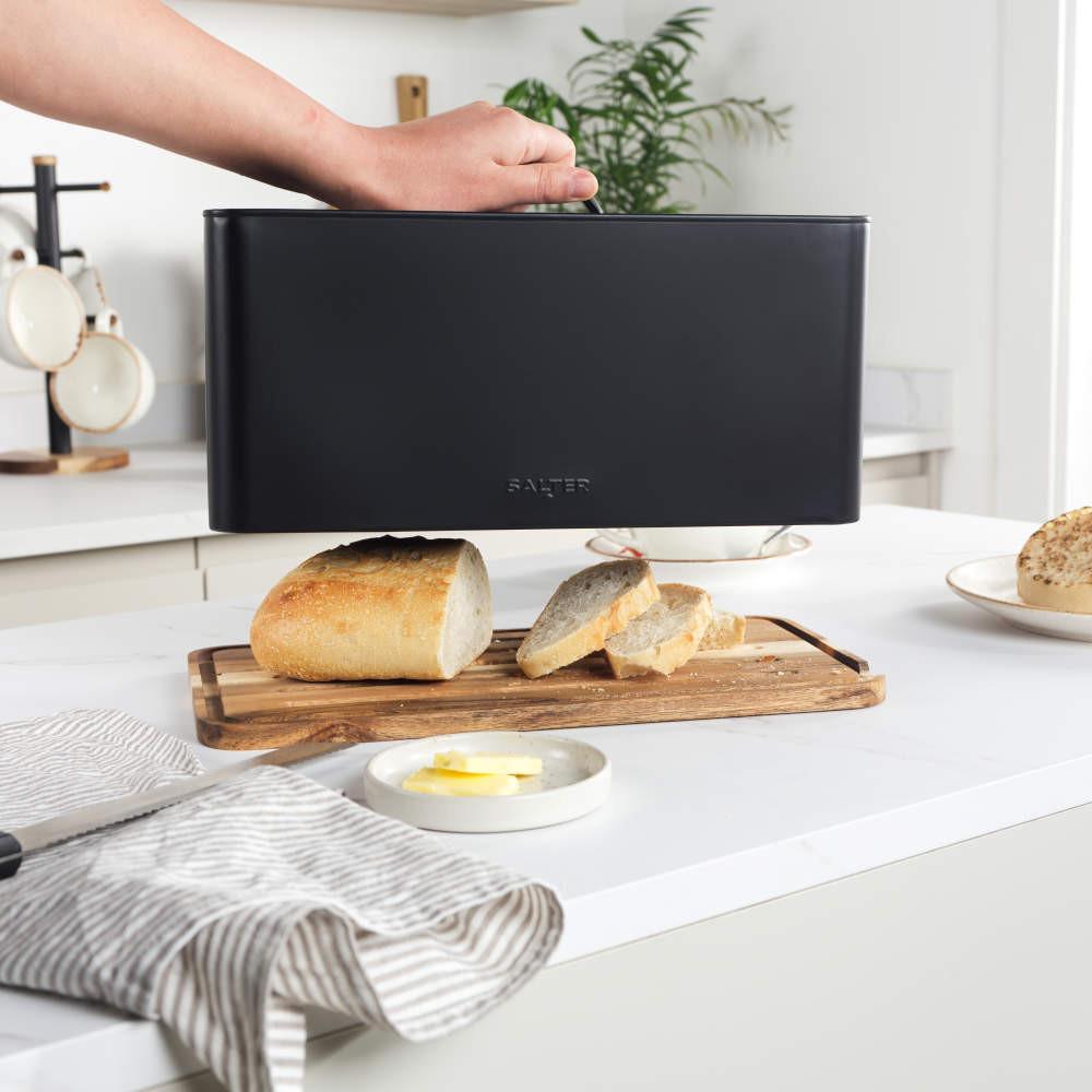 Salter Toronto Bread Bin With Chopping Board – Black