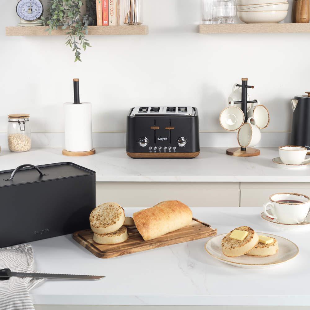 Salter Toronto Bread Bin With Chopping Board – Black