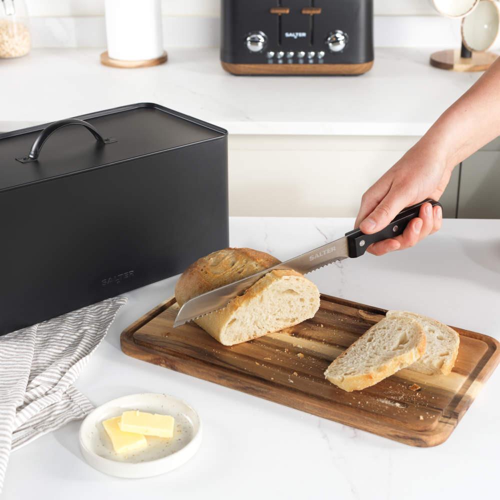 Salter Toronto Bread Bin With Chopping Board – Black