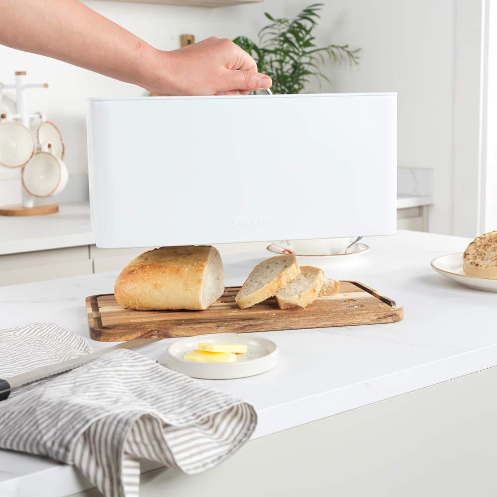 Salter Toronto Bread Bin With Chopping Board – White