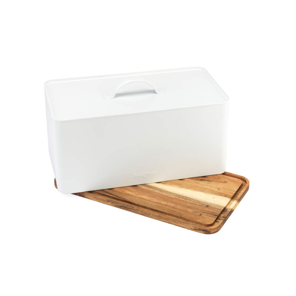 salter Toronto Bread Bin with Chopping Board – White