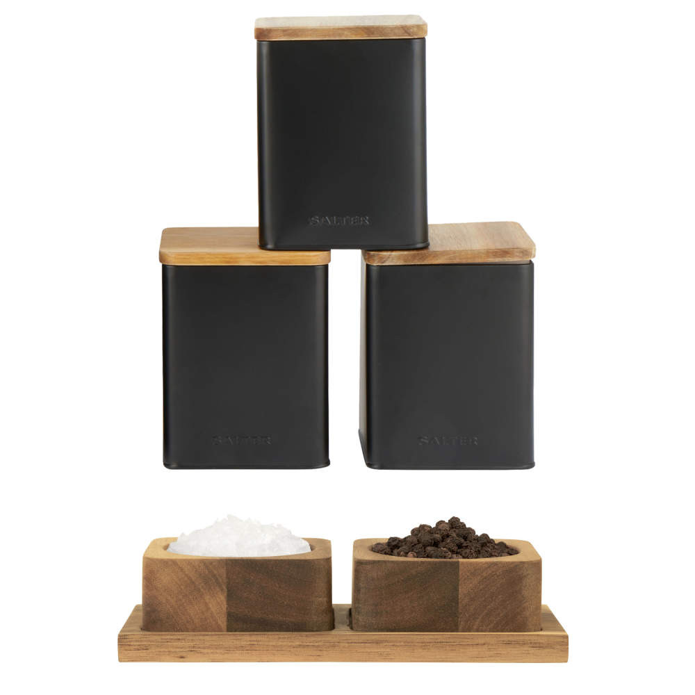 salter Toronto Canisters & Pinch Pots Set - Black