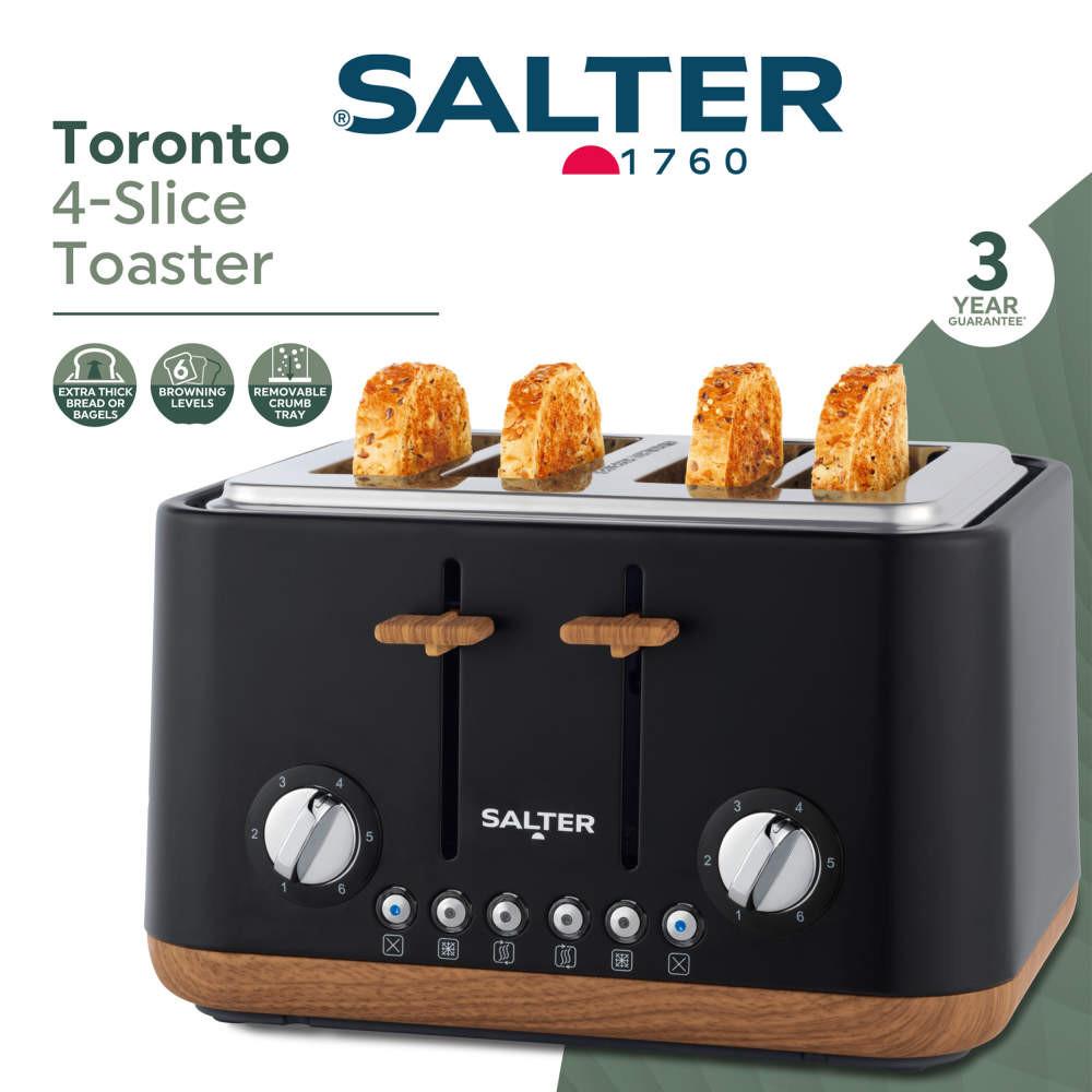 Salter Toronto Kettle & 4-Slice Toaster Set - Black