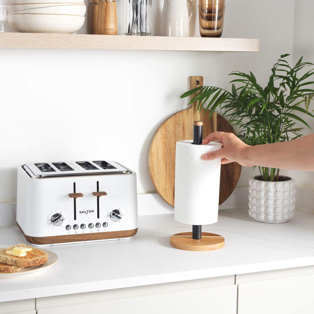 Salter Toronto Mug Tree & Kitchen Roll Holder - Black