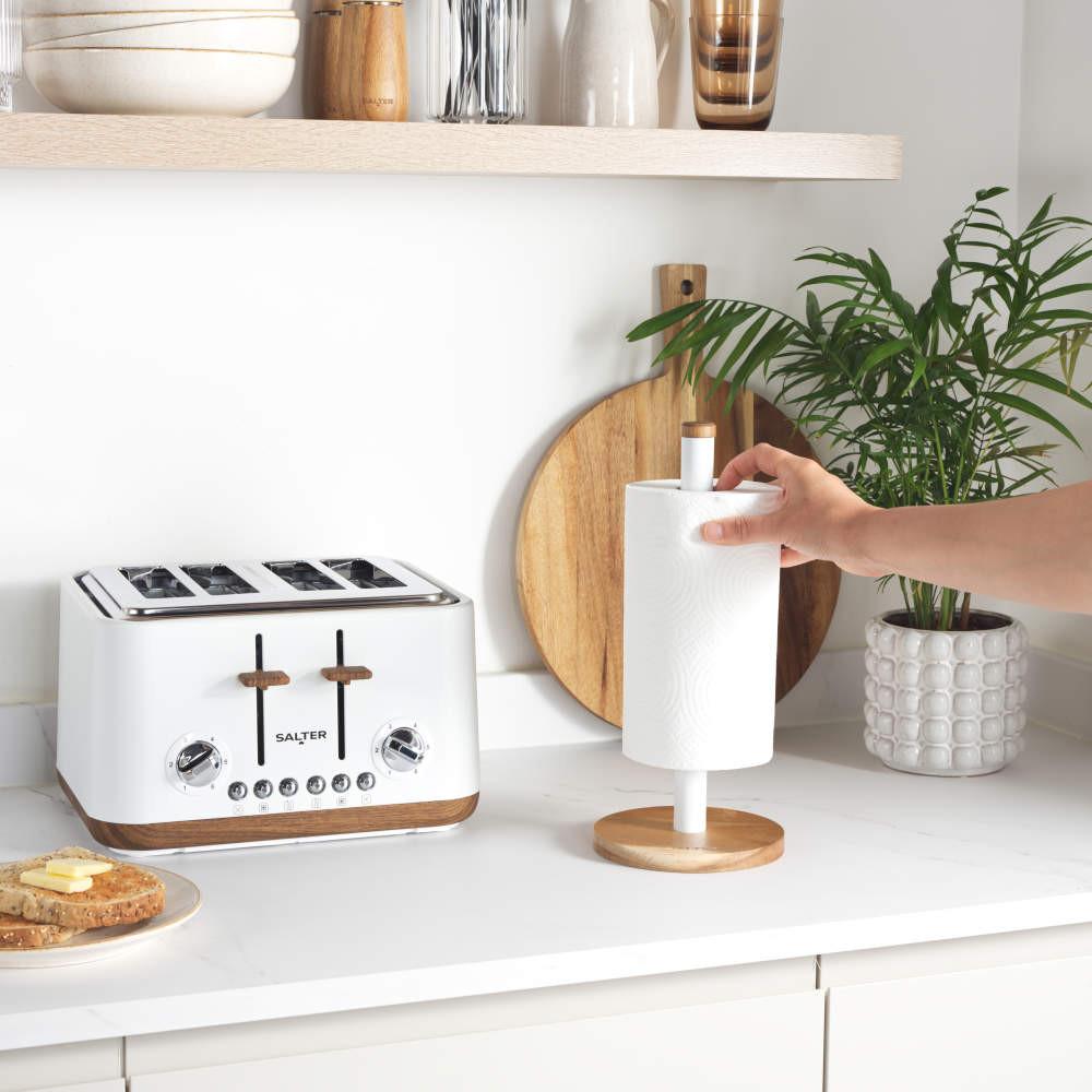 Salter Toronto Mug Tree & Kitchen Roll Holder - White