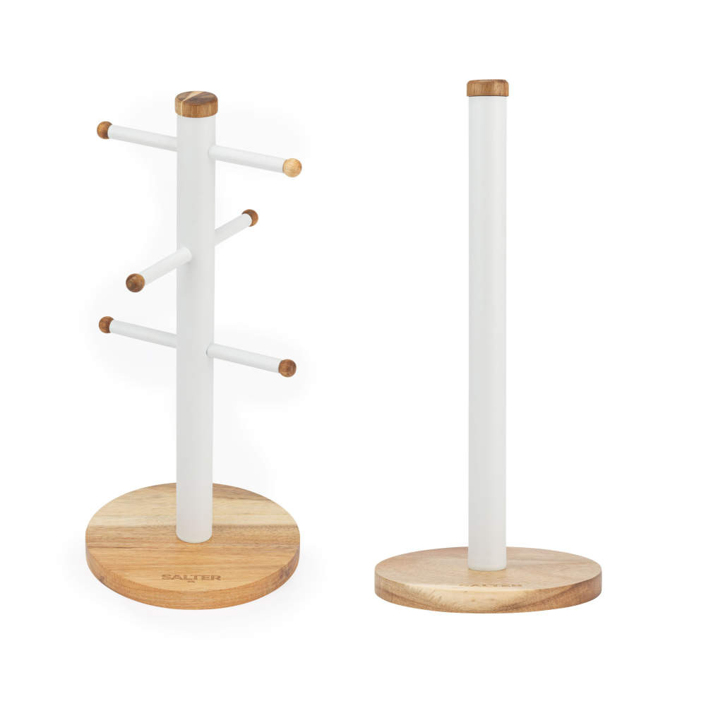 salter Toronto Mug Tree & Kitchen Roll Holder - White