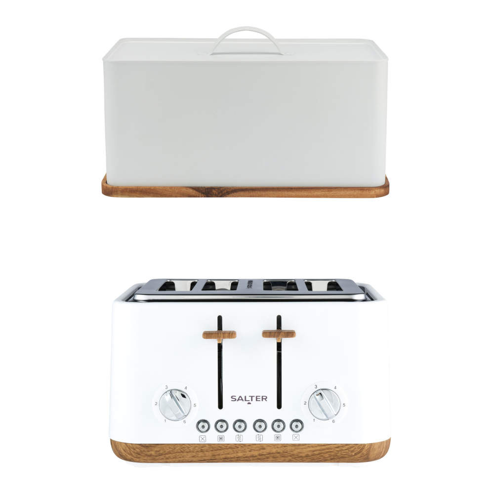 salter Toronto Toaster & Bread Bin Set - White