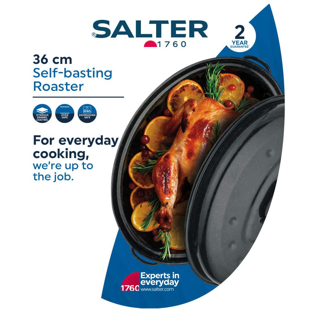 Salter Vitreous Enamel 36cm Self-Basting Roaster