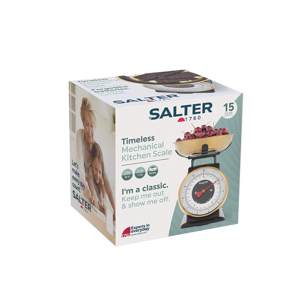 Salter Timeless Mechanical Kitchen Scale - Black/Gold