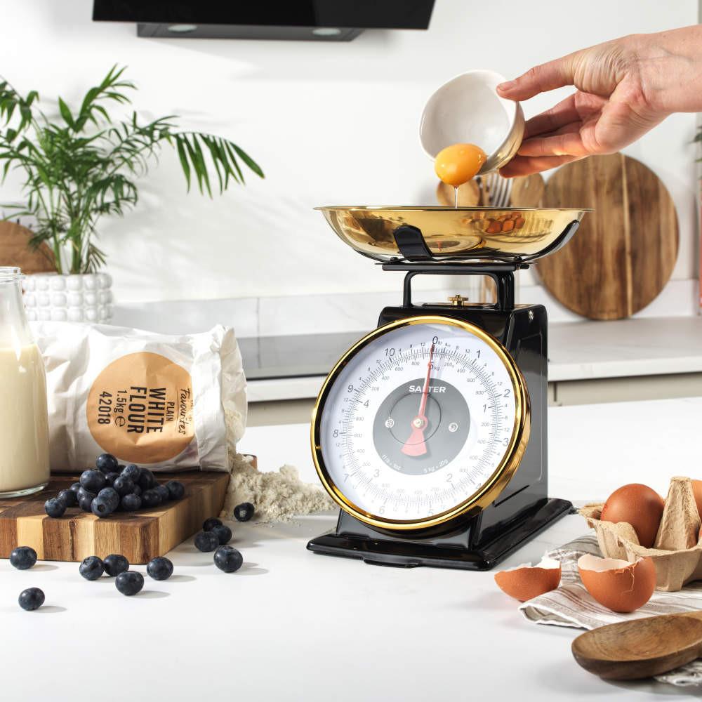 Salter Timeless Mechanical Kitchen Scale - Black/Gold